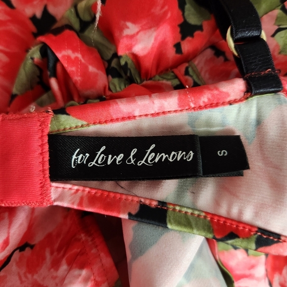 For Love And Lemons Floral Ruched Mini Dress Womens Size Small - Picture 13 of 14